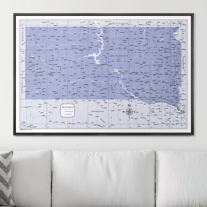 Push Pin South Dakota Map (Pin Board) - Purple Color Splash CM Pin Board