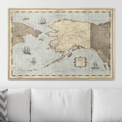 Push Pin Alaska Map (Pin Board) - Rustic Vintage CM Pin Board