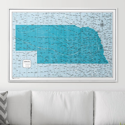 Push Pin Nebraska Map (Pin Board) - Teal Color Splash CM Pin Board