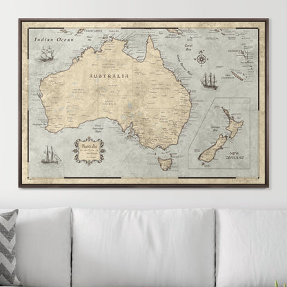 Push Pin Australia Map (Pin Board) - Rustic Vintage CM Pin Board