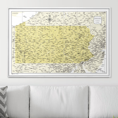 Push Pin Pennsylvania Map (Pin Board) - Yellow Color Splash CM Pin Board