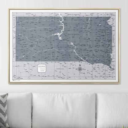 Push Pin South Dakota Map (Pin Board) - Dark Gray Color Splash CM Pin Board