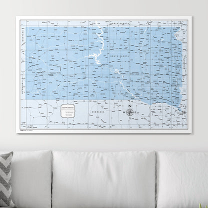 Push Pin South Dakota Map (Pin Board) - Light Blue Color Splash CM Pin Board