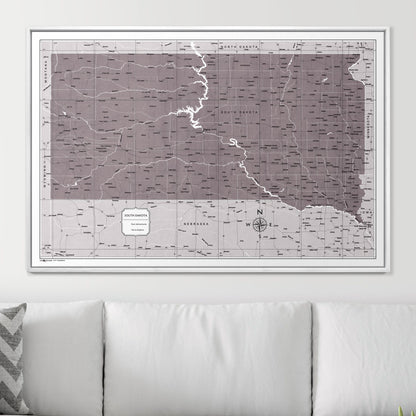 Push Pin South Dakota Map (Pin Board) - Dark Brown Color Splash CM Pin Board