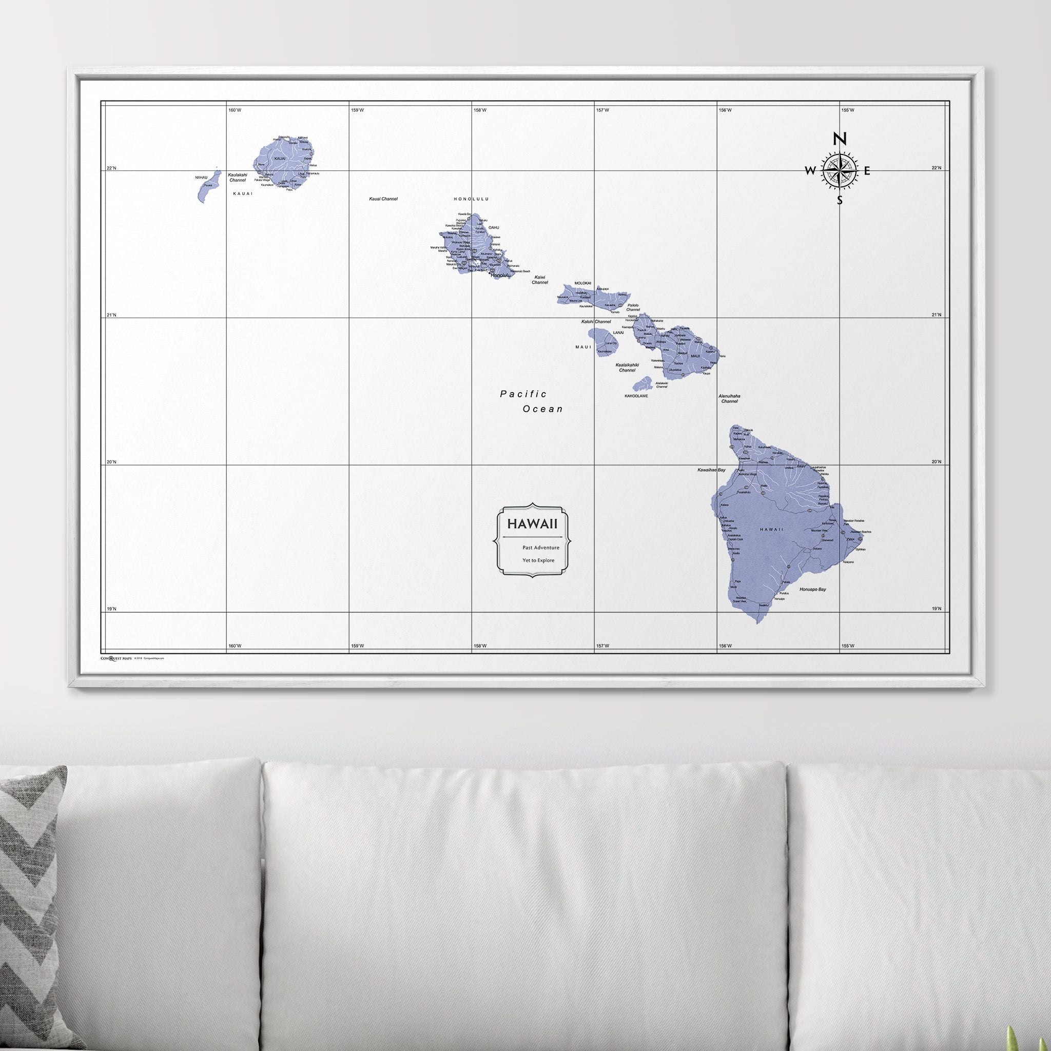 Push Pin Hawaii Map (Pin Board) - Purple Color Splash CM Pin Board