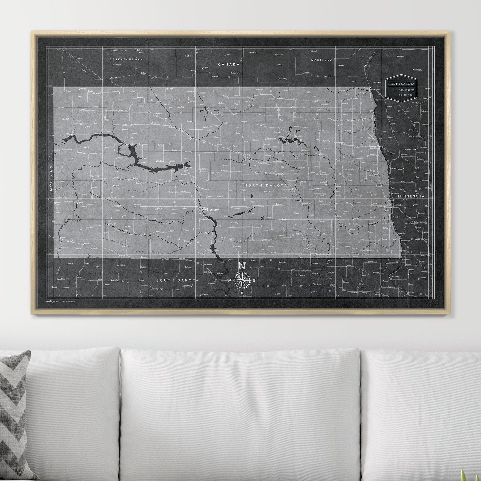 Push Pin North Dakota Map (Pin Board) - Modern Slate CM Pin Board