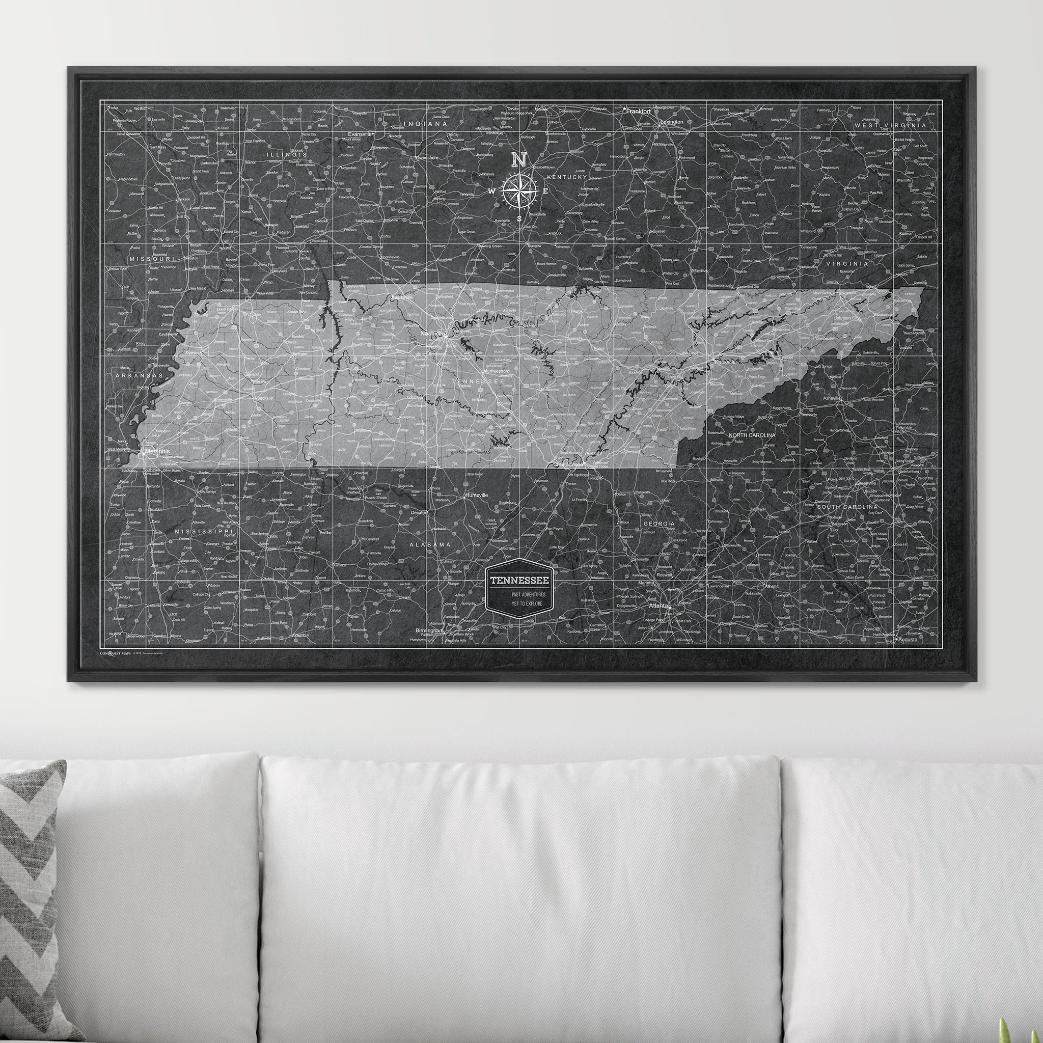 Push Pin Tennessee Map (Pin Board) - Modern Slate CM Pin Board