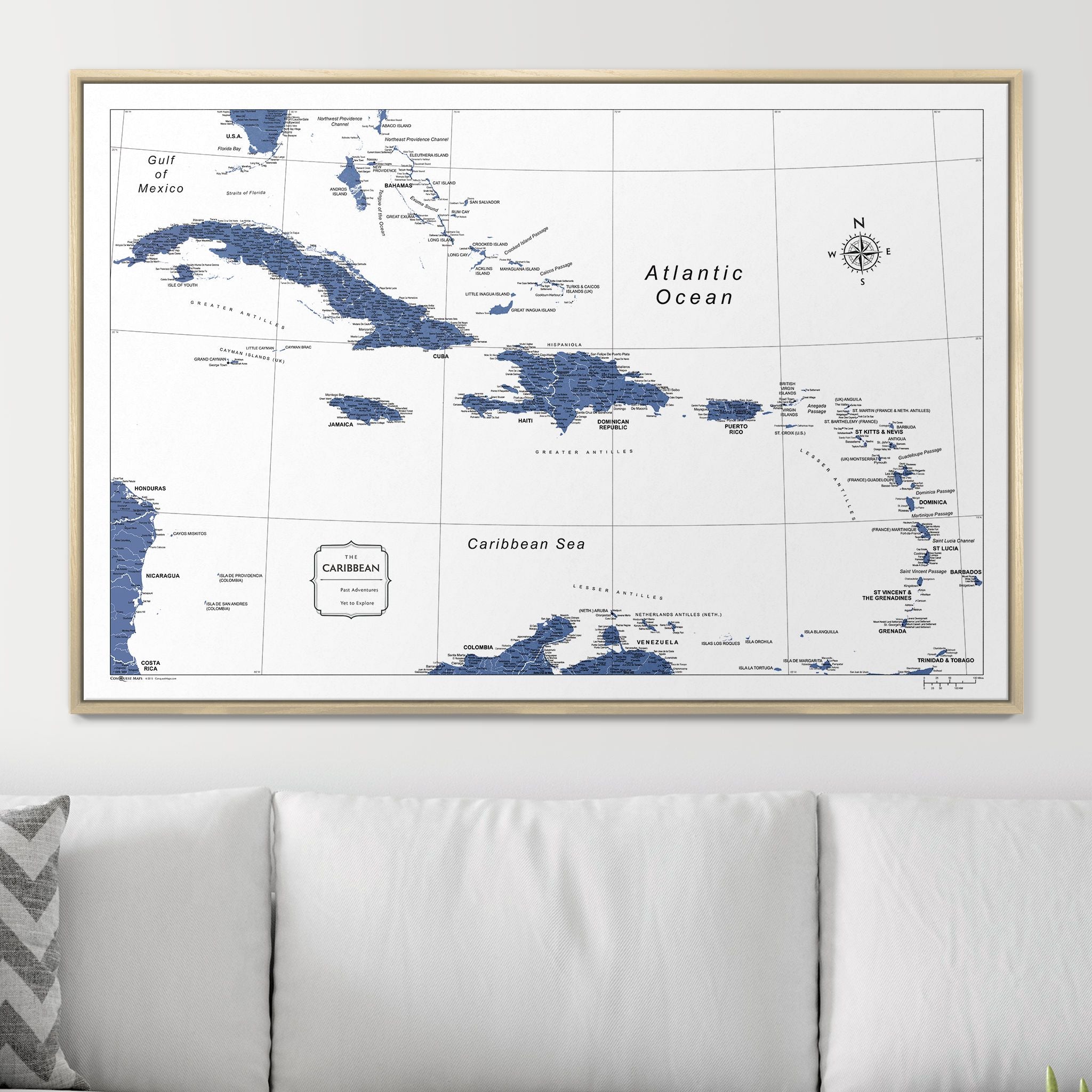 Push Pin Caribbean Map (Pin Board) - Navy Color Splash CM Pin Board