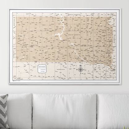 Push Pin South Dakota Map (Pin Board) - Light Brown Color Splash CM Pin Board