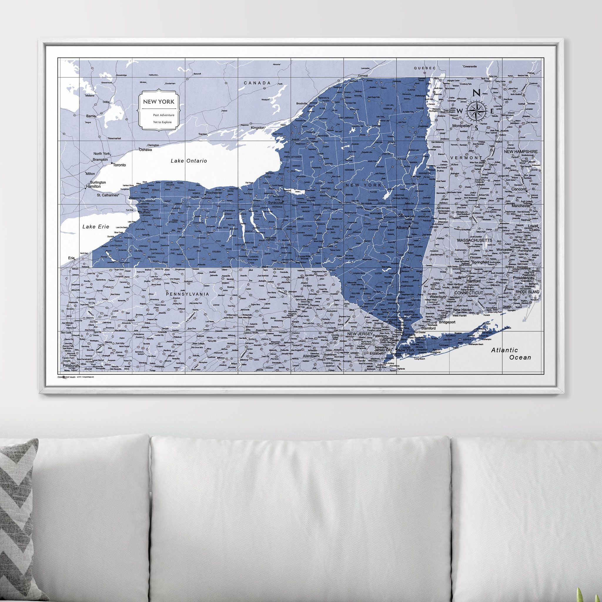 Push Pin New York Map (Pin Board) - Navy Color Splash CM Pin Board