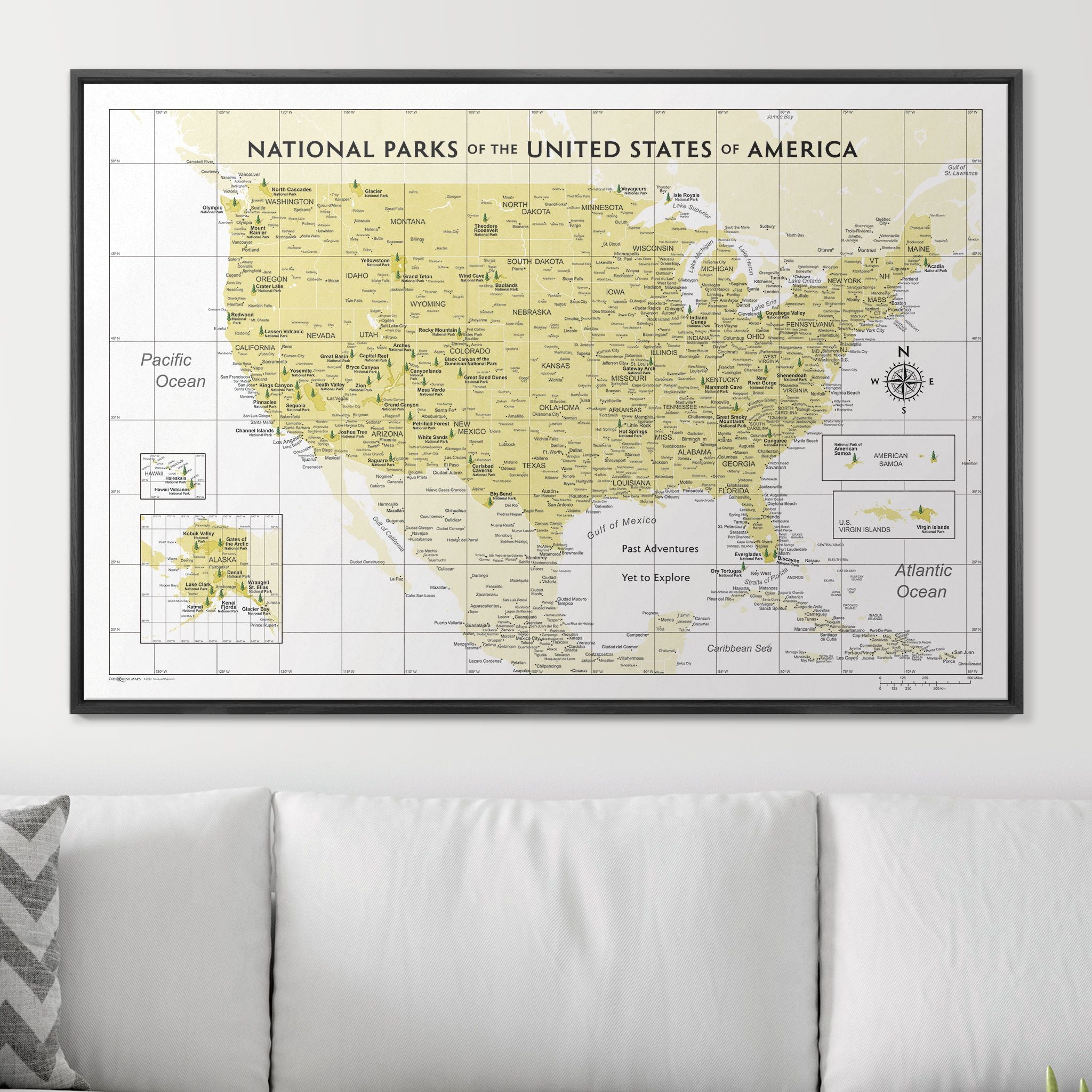 Push Pin National Parks Map (Pin Board) - Yellow Color Splash CM Pin Board