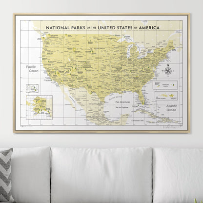 Push Pin National Parks Map (Pin Board) - Yellow Color Splash CM Pin Board