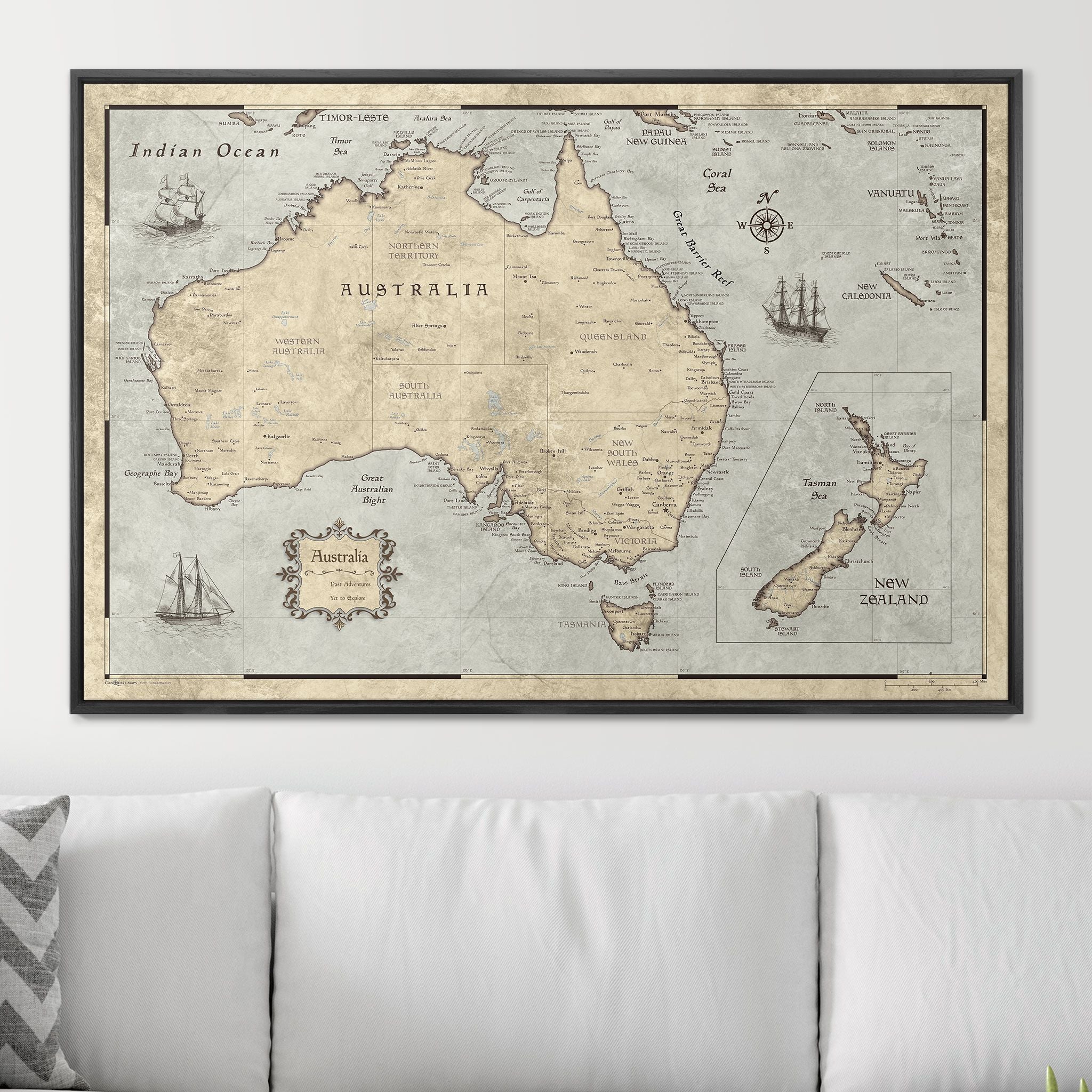 Push Pin Australia Map (Pin Board) - Rustic Vintage CM Pin Board