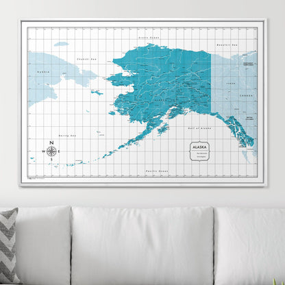 Push Pin Alaska Map (Pin Board) - Teal Color Splash CM Pin Board