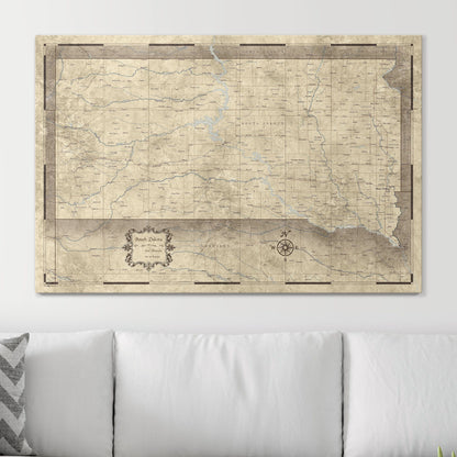 Push Pin South Dakota Map (Pin Board) - Rustic Vintage CM Pin Board