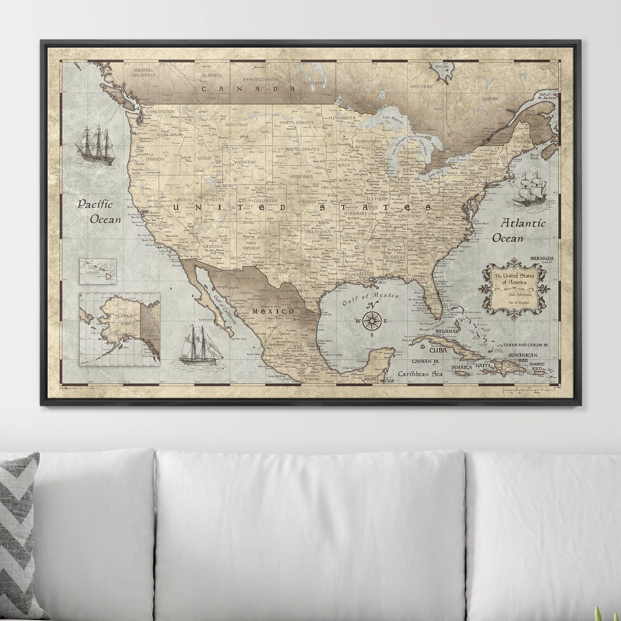 Push Pin USA Map (Pin Board) - Rustic Vintage CM Pin Board