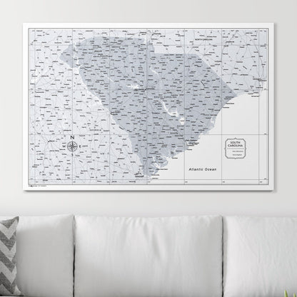 Push Pin South Carolina Map (Pin Board) - Light Gray Color Splash CM Pin Board