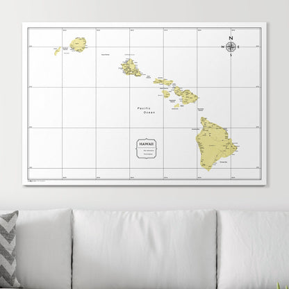 Push Pin Hawaii Map (Pin Board) - Yellow Color Splash CM Pin Board