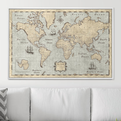 Push Pin World Map (Pin Board) - Rustic Vintage CM Pin Board