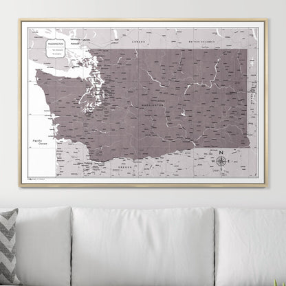 Push Pin Washington Map (Pin Board) - Dark Brown Color Splash CM Pin Board