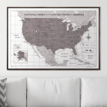 Push Pin National Parks Map (Pin Board) - Dark Brown Color Splash CM Pin Board