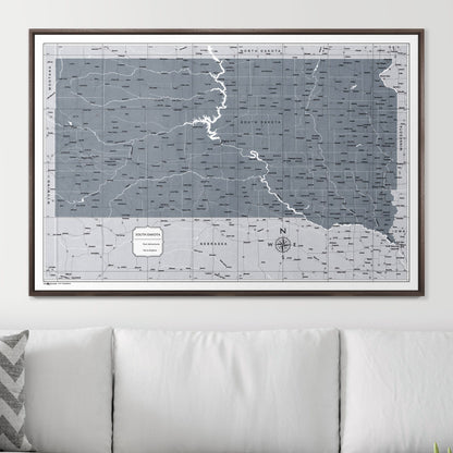 Push Pin South Dakota Map (Pin Board) - Dark Gray Color Splash CM Pin Board