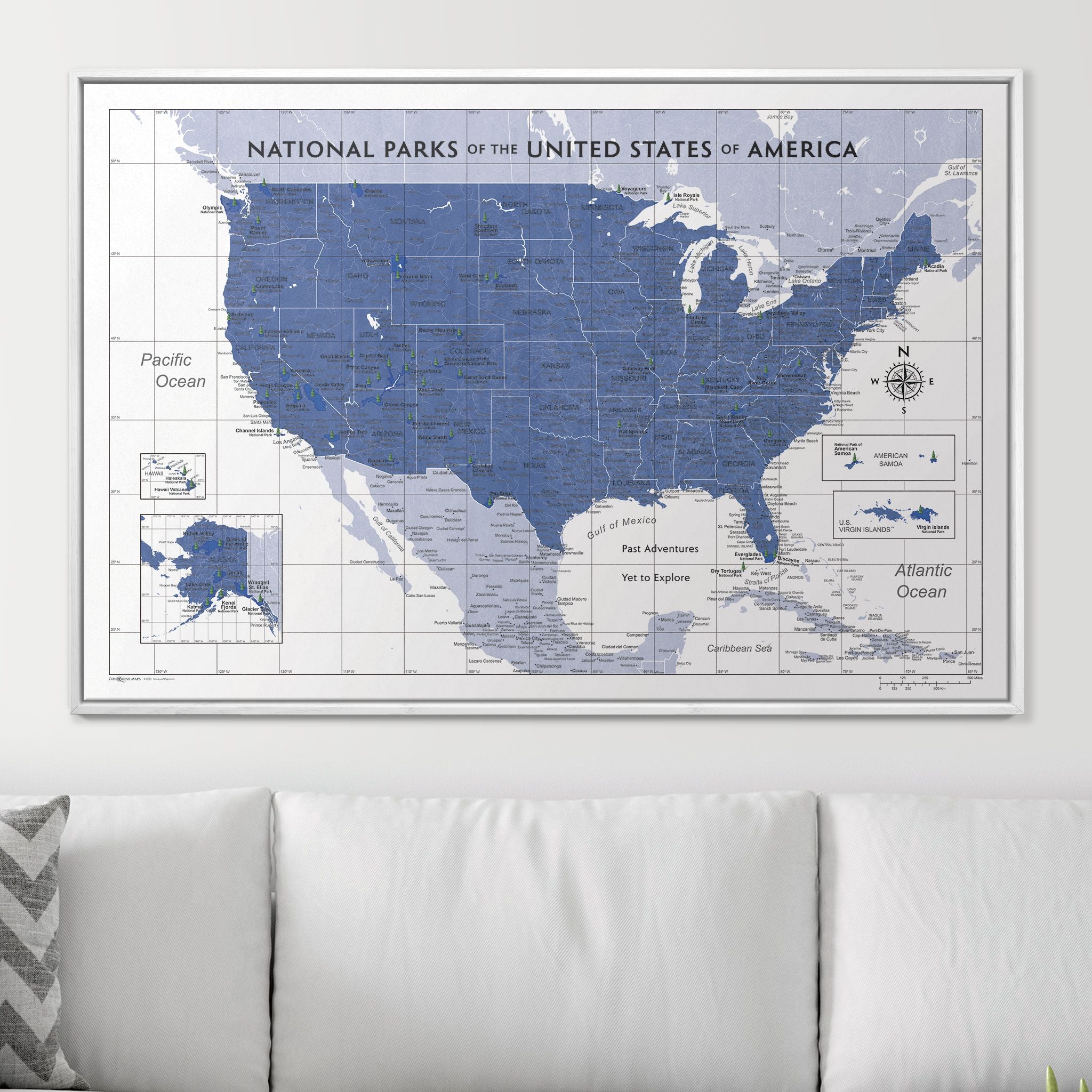 Push Pin National Parks Map (Pin Board) - Navy Color Splash CM Pin Board