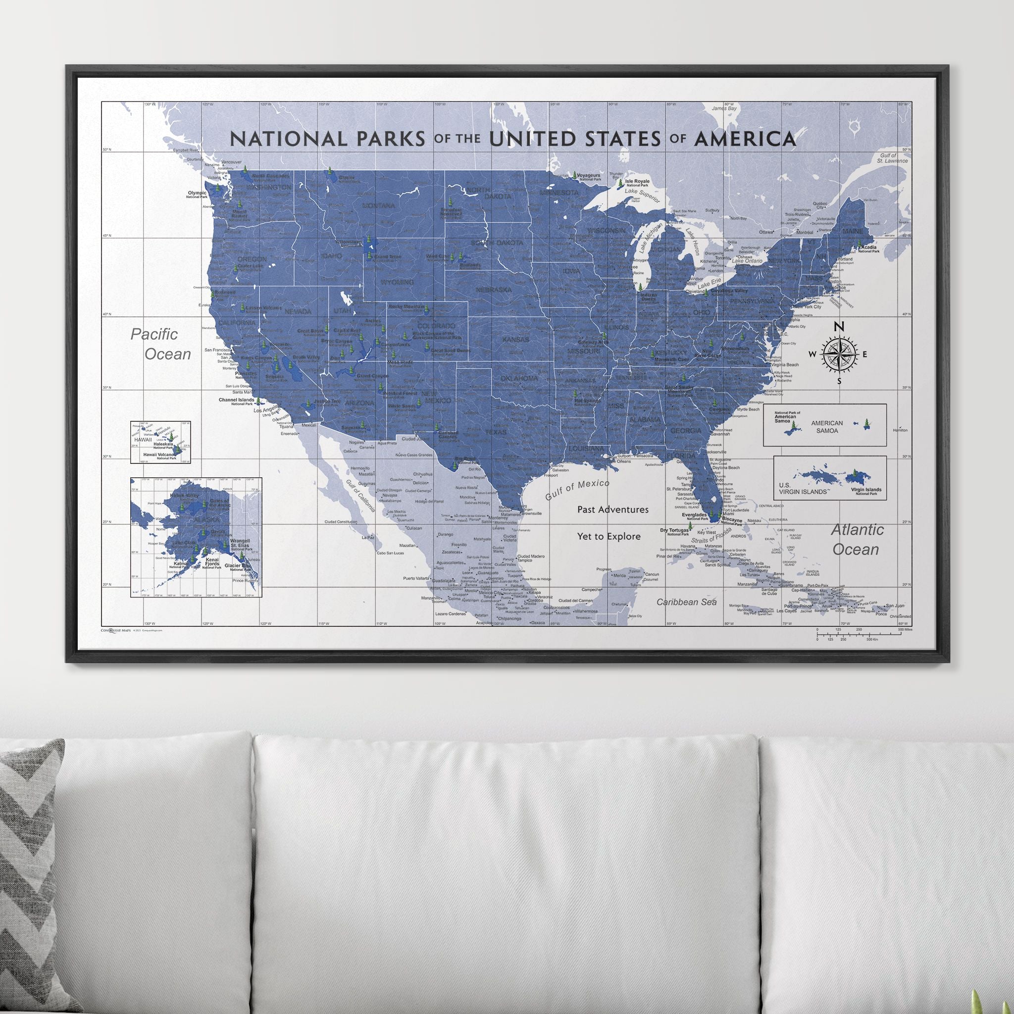 Push Pin National Parks Map (Pin Board) - Navy Color Splash CM Pin Board