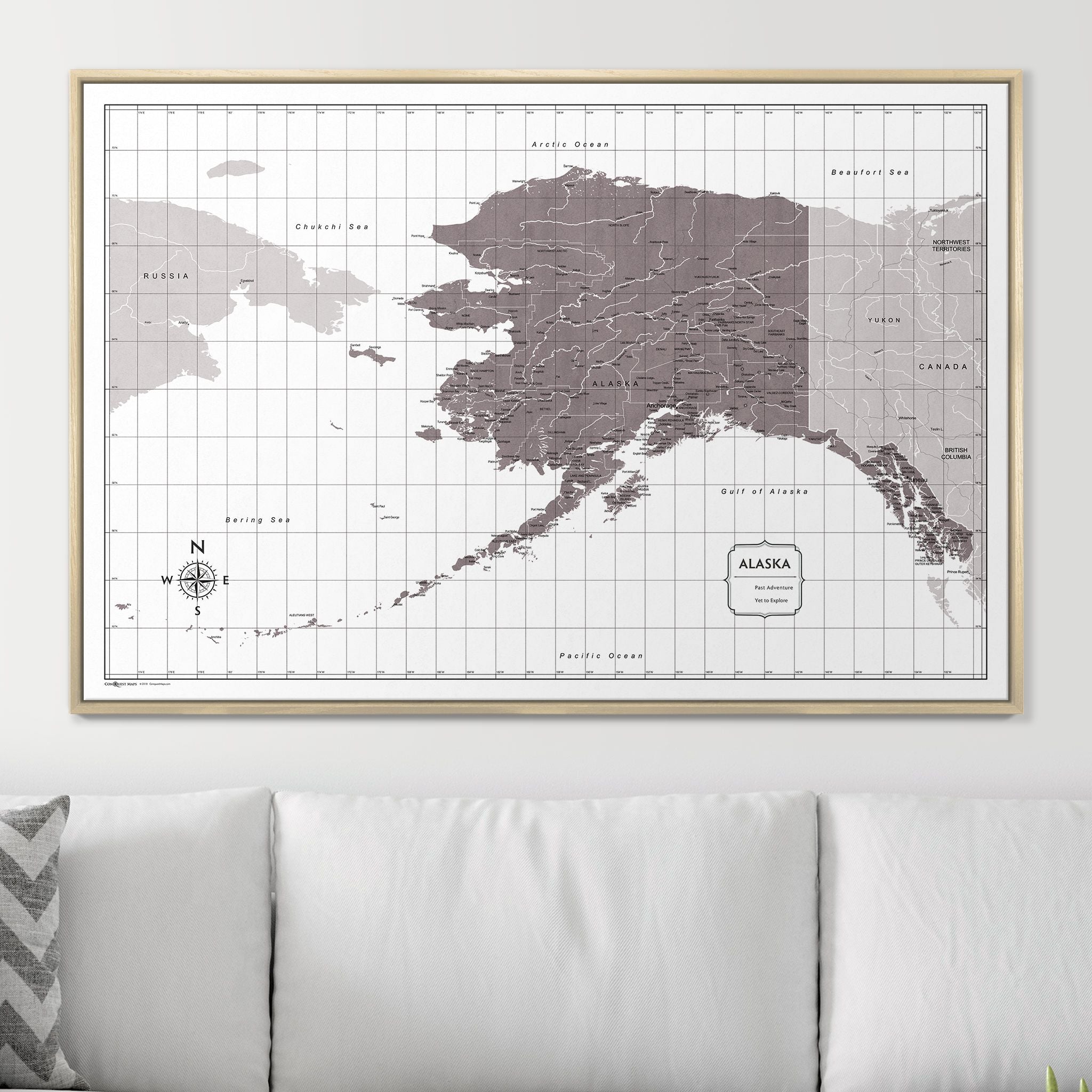 Push Pin Alaska Map (Pin Board) - Dark Brown Color Splash CM Pin Board