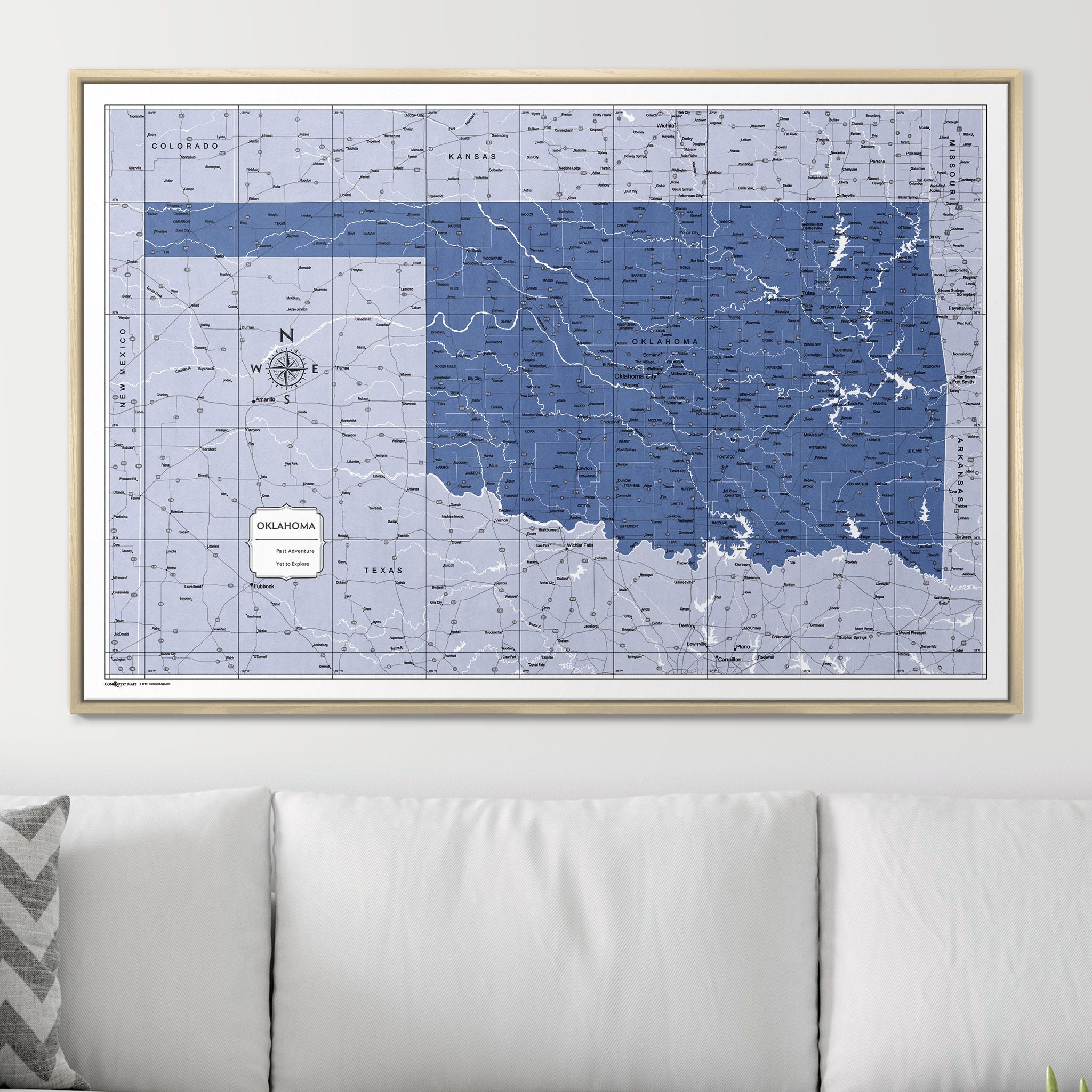 Push Pin Oklahoma Map (Pin Board) - Navy Color Splash CM Pin Board