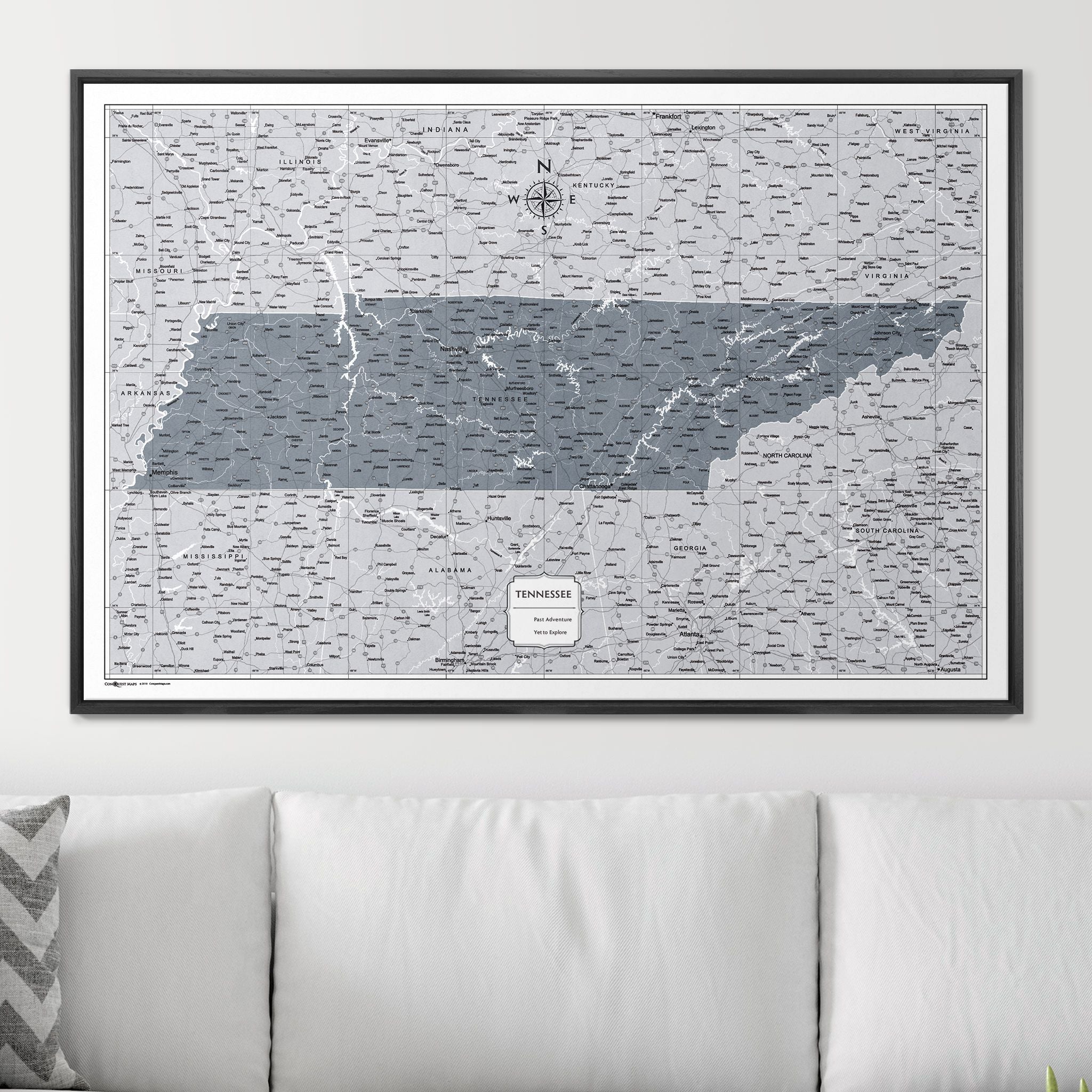 Push Pin Tennessee Map (Pin Board) - Dark Gray Color Splash CM Pin Board