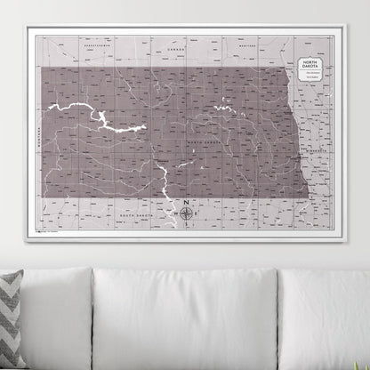 Push Pin North Dakota Map (Pin Board) - Dark Brown Color Splash CM Pin Board