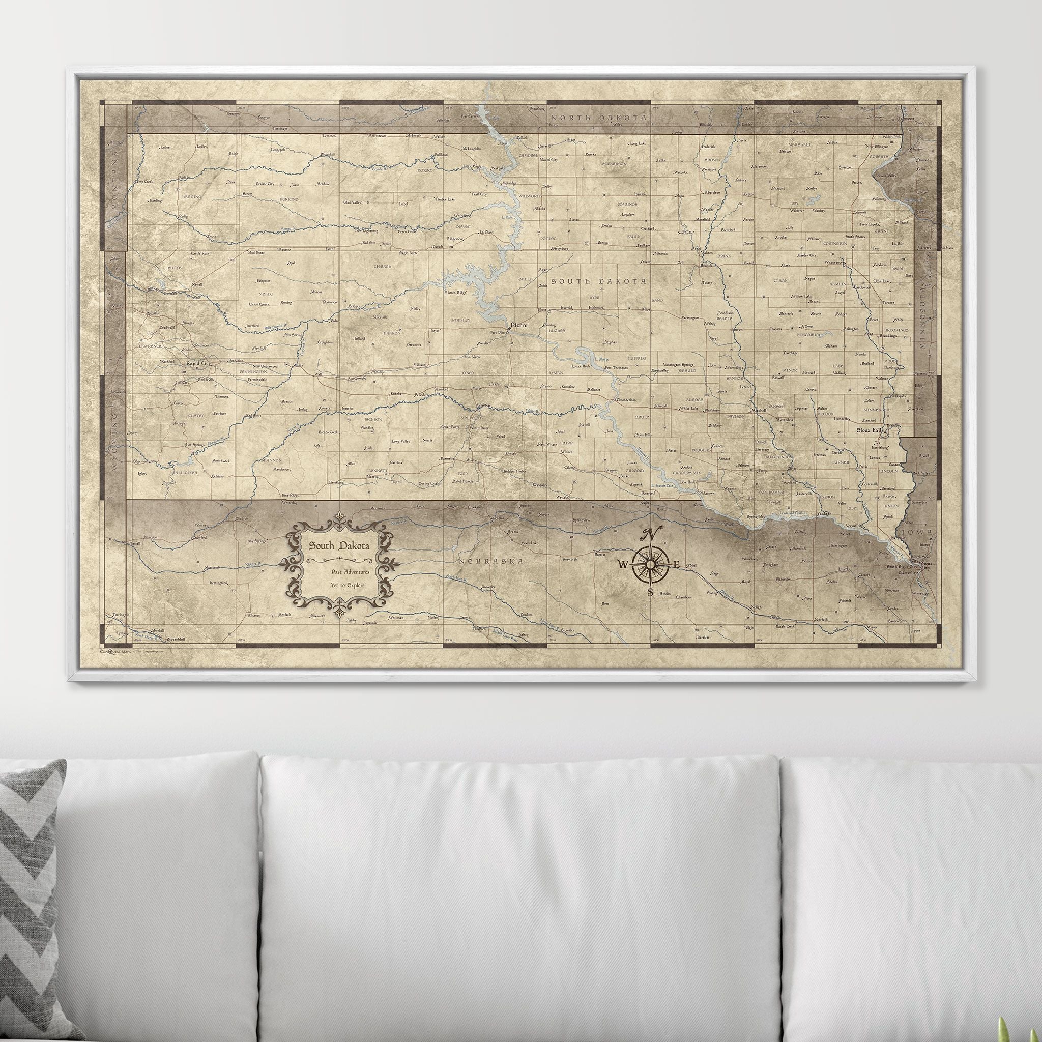 Push Pin South Dakota Map (Pin Board) - Rustic Vintage CM Pin Board