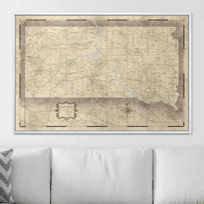 Push Pin South Dakota Map (Pin Board) - Rustic Vintage CM Pin Board