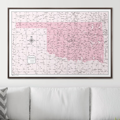 Push Pin Oklahoma Map (Pin Board) - Pink Color Splash CM Pin Board