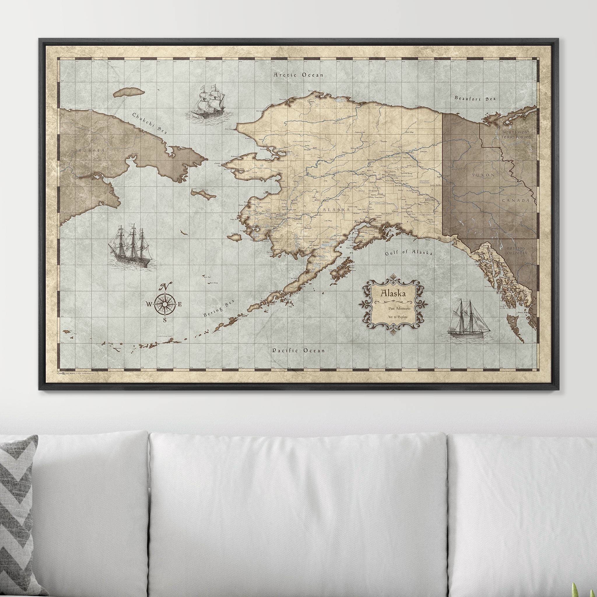 Push Pin Alaska Map (Pin Board) - Rustic Vintage CM Pin Board