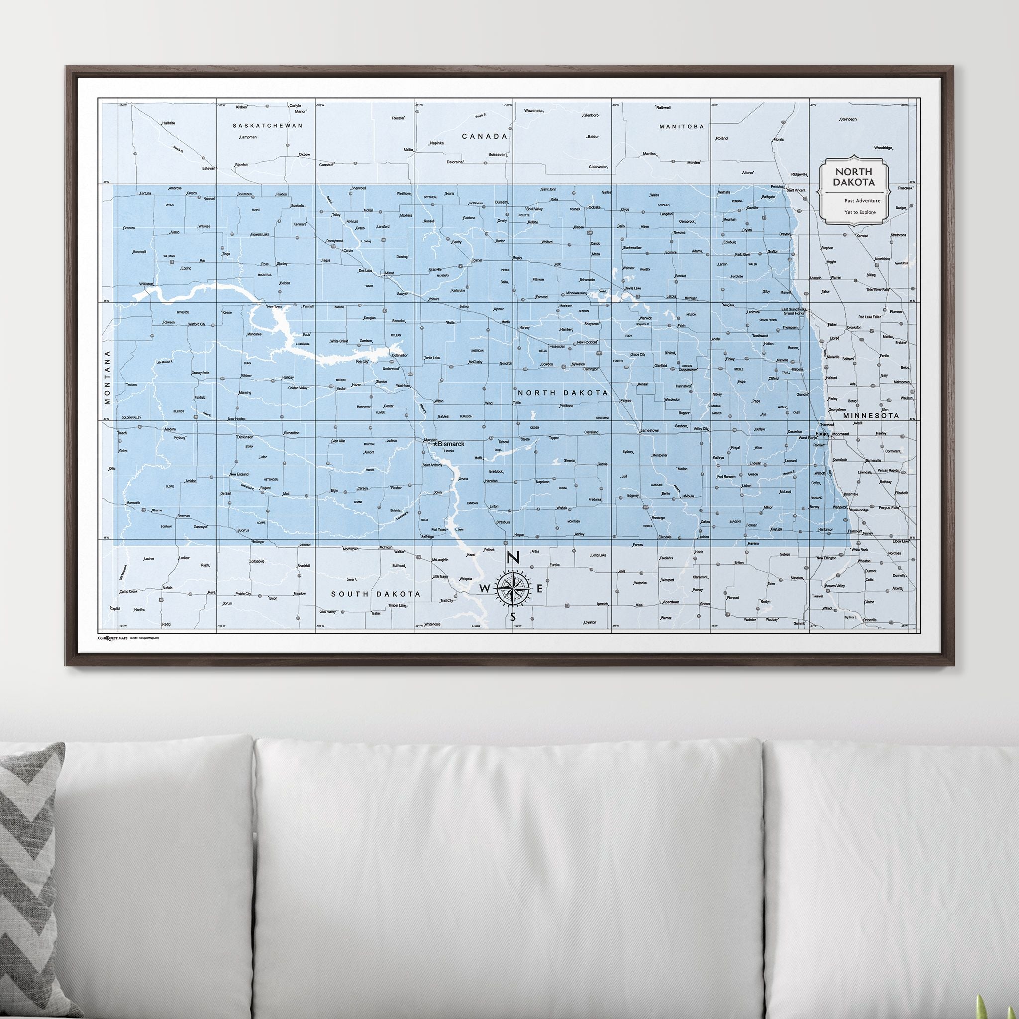 Push Pin North Dakota Map (Pin Board) - Light Blue Color Splash CM Pin Board