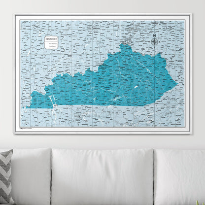 Push Pin Kentucky Map (Pin Board) - Teal Color Splash CM Pin Board