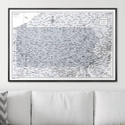 Push Pin Pennsylvania Map (Pin Board) - Light Gray Color Splash CM Pin Board