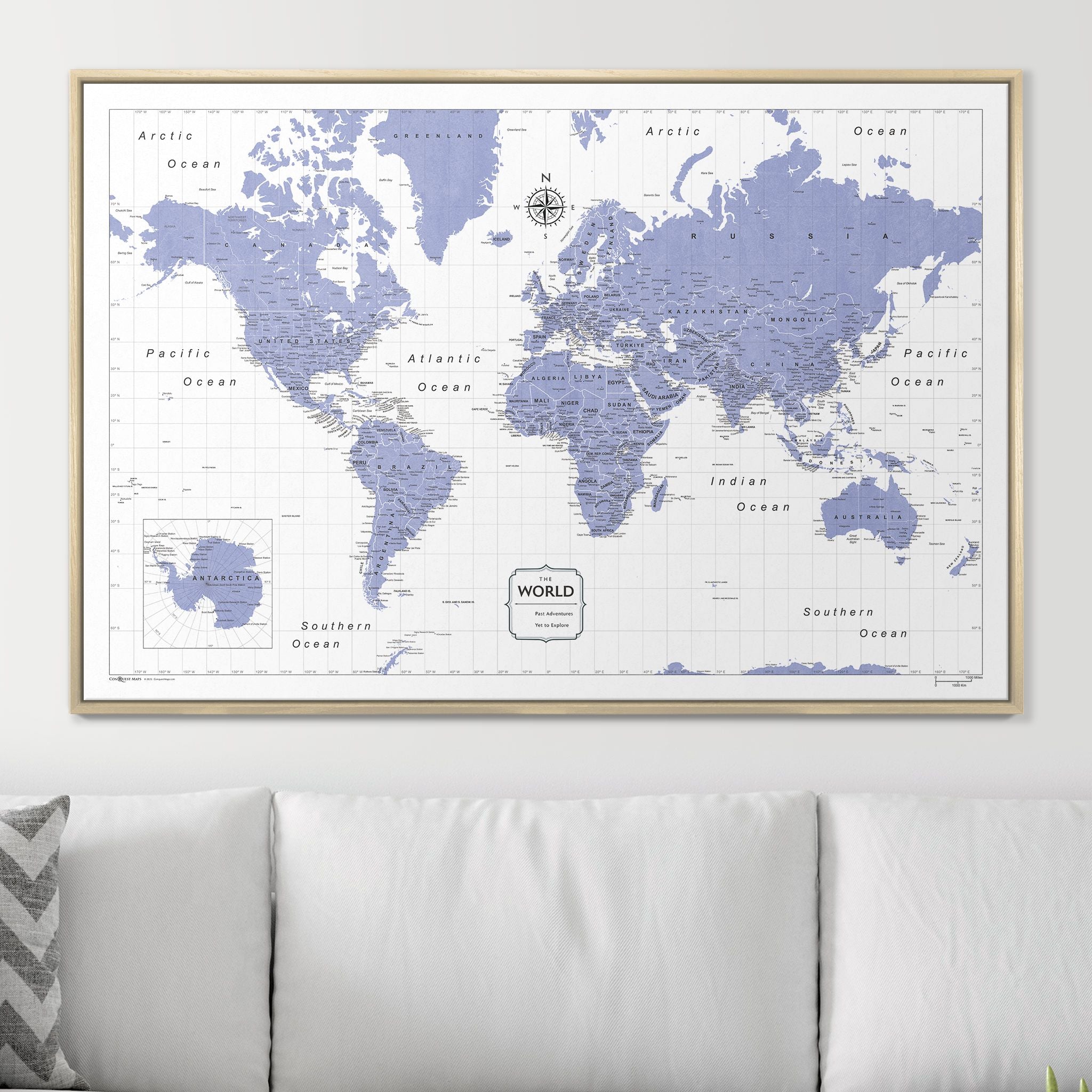 Push Pin World Map (Pin Board) - Purple Color Splash CM Pin Board