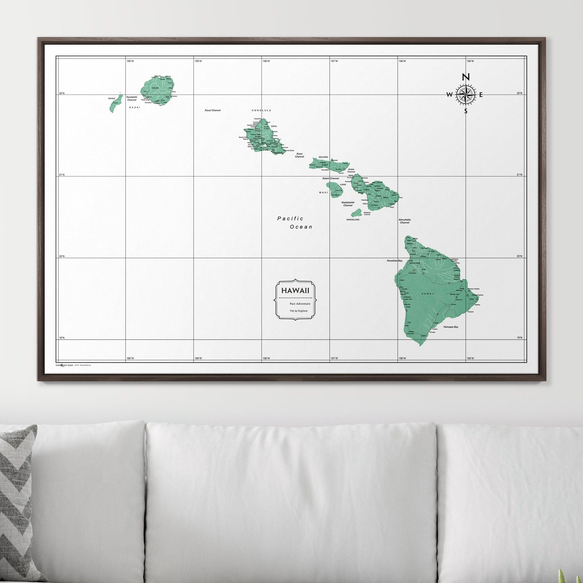 Push Pin Hawaii Map (Pin Board) - Green Color Splash CM Pin Board