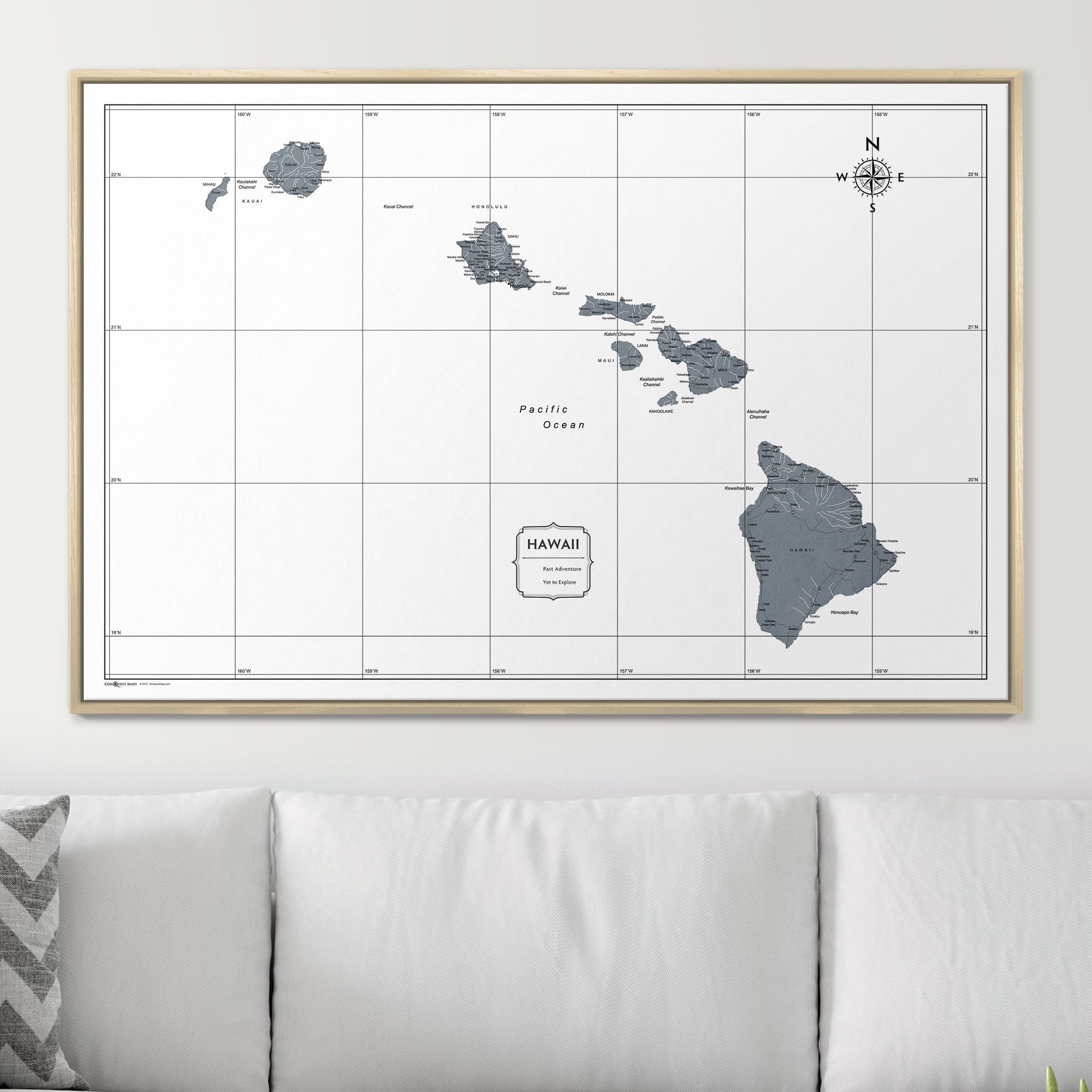 Push Pin Hawaii Map (Pin Board) - Dark Gray Color Splash CM Pin Board