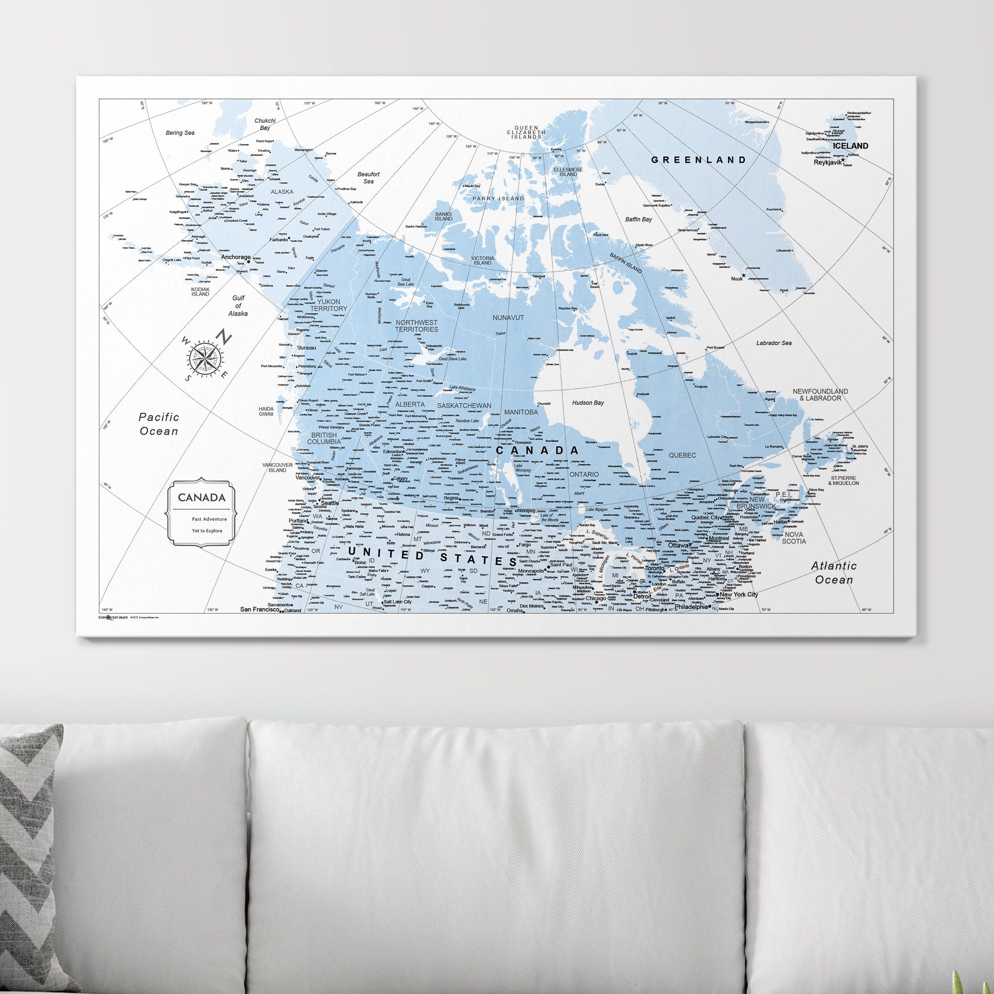 Push Pin Canada Map (Pin Board) - Light Blue Color Splash CM Pin Board