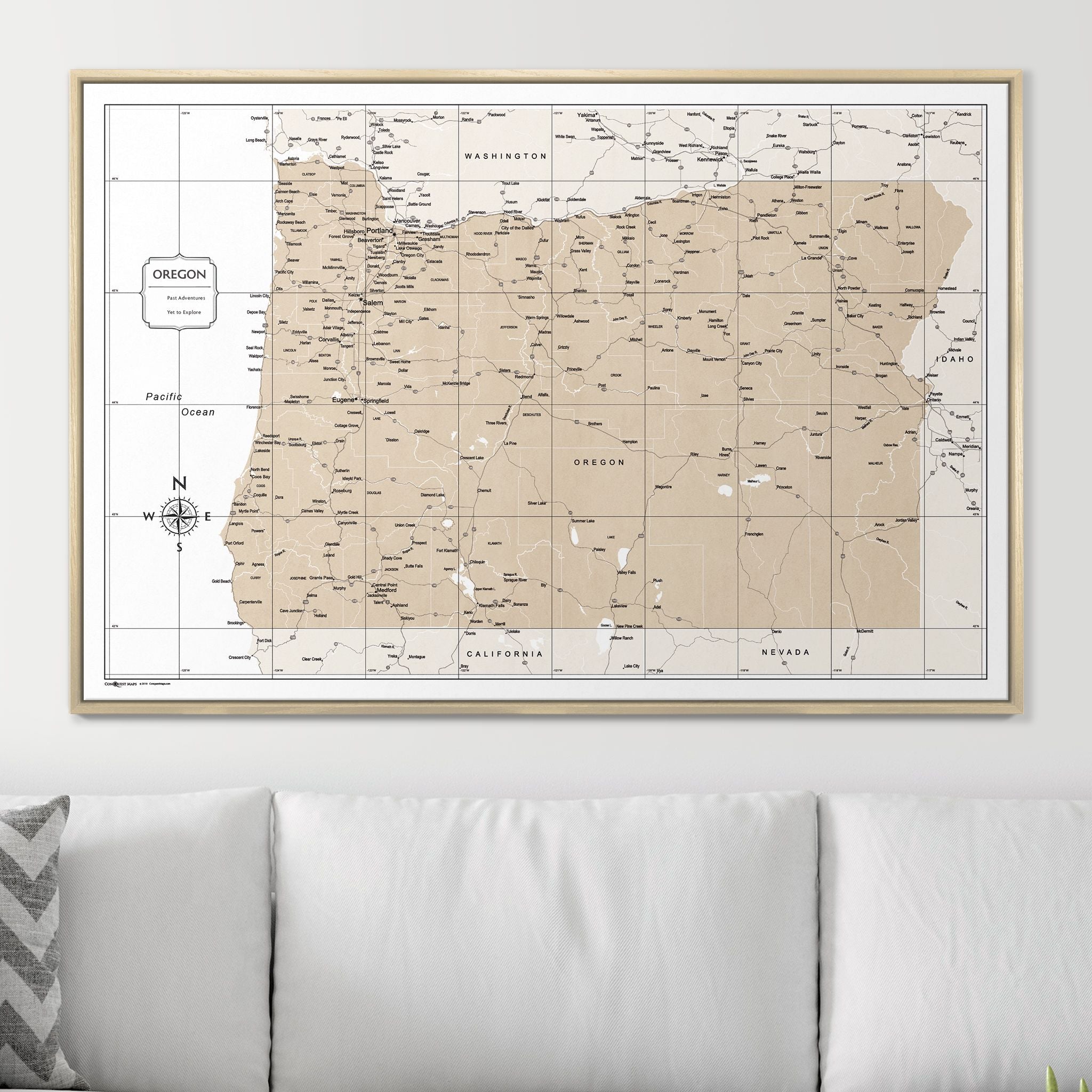 Push Pin Oregon Map (Pin Board) - Light Brown Color Splash CM Pin Board