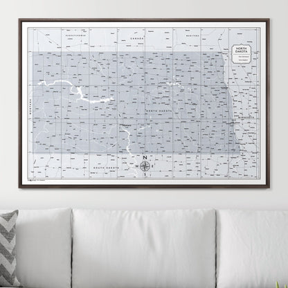 Push Pin North Dakota Map (Pin Board) - Light Gray Color Splash CM Pin Board