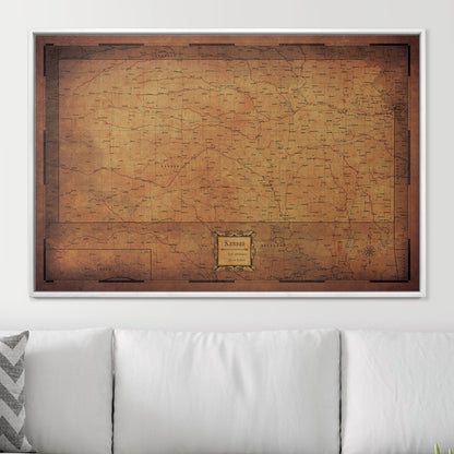 Push Pin Kansas Map (Pin Board) - Golden Aged CM Pin Board