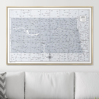 Push Pin North Dakota Map (Pin Board) - Light Gray Color Splash CM Pin Board