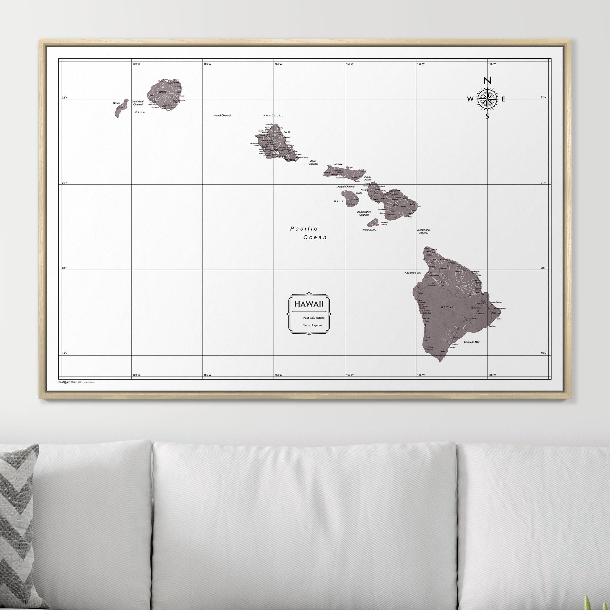 Push Pin Hawaii Map (Pin Board) - Dark Brown Color Splash CM Pin Board