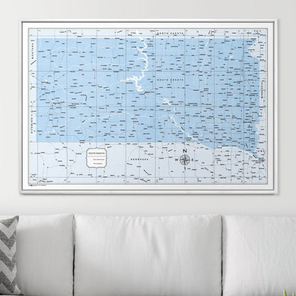 Push Pin South Dakota Map (Pin Board) - Light Blue Color Splash CM Pin Board