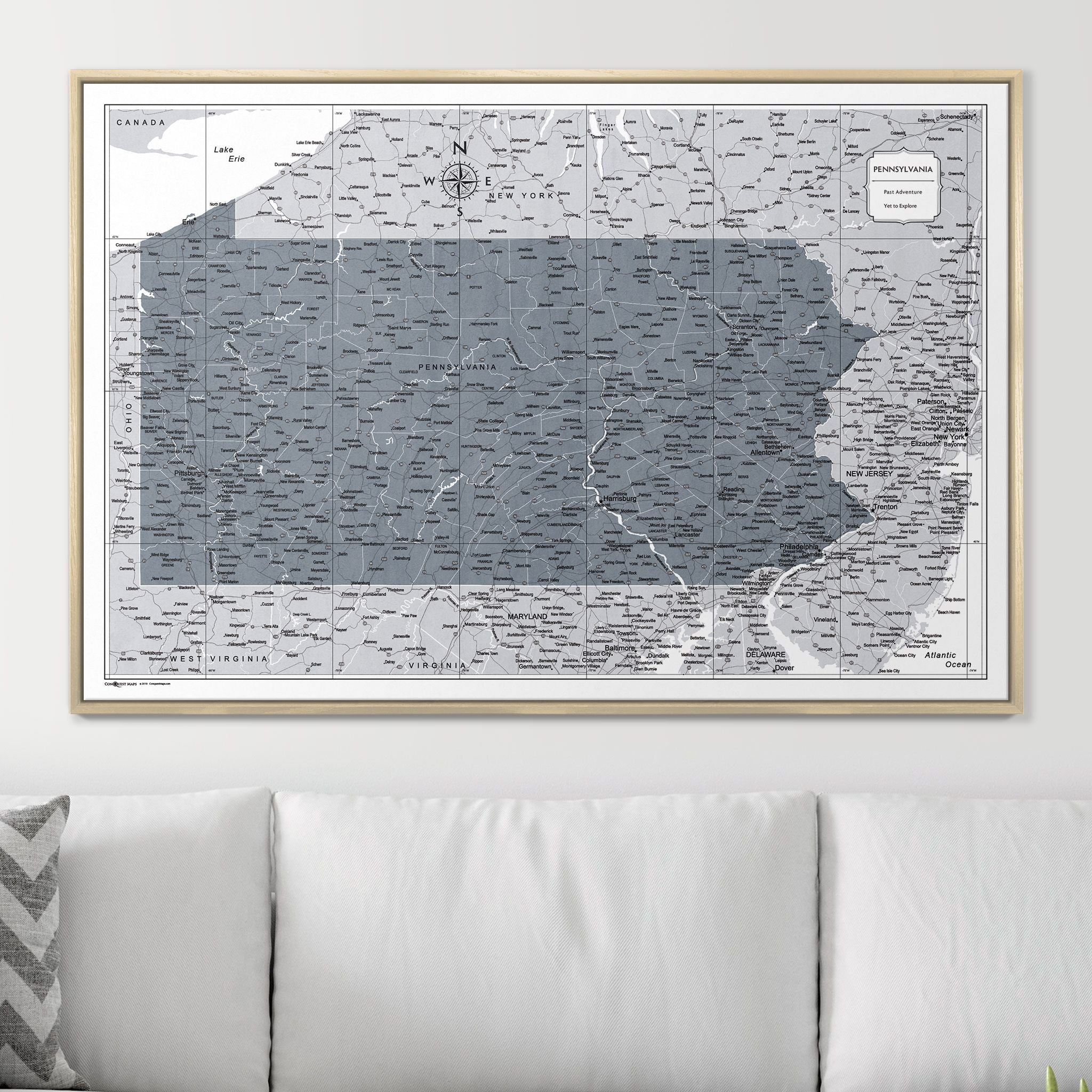 Push Pin Pennsylvania Map (Pin Board) - Dark Gray Color Splash CM Pin Board